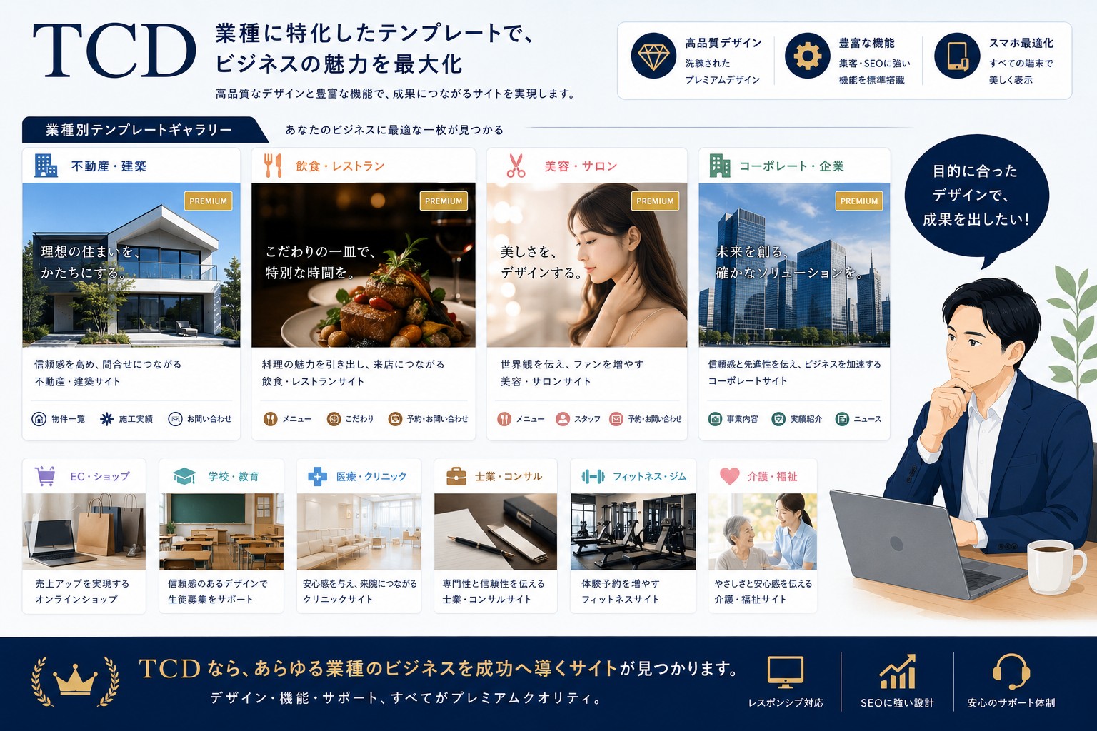 TCDの業種別テンプレート画像