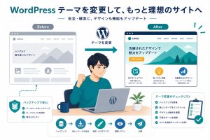 WordPressテーマの変更方法と注意点【失敗しない手順を画像つきで解説】のアイキャッチ画像
