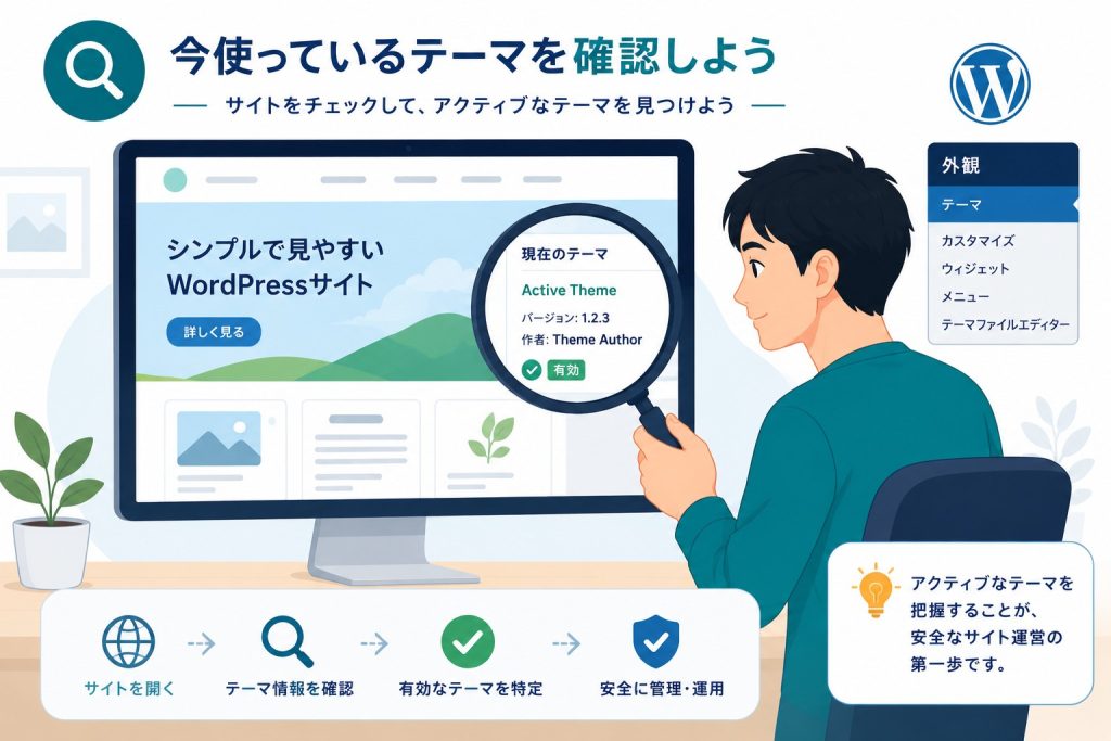 使用中のWordPressテーマを調べる方法【自分・他人のサイト両対応】のアイキャッチ画像