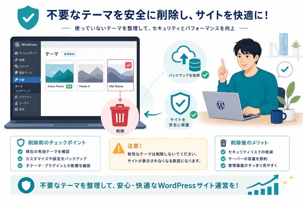 WordPressテーマの削除方法と注意点【画像つきで分かりやすく解説】のアイキャッチ画像
