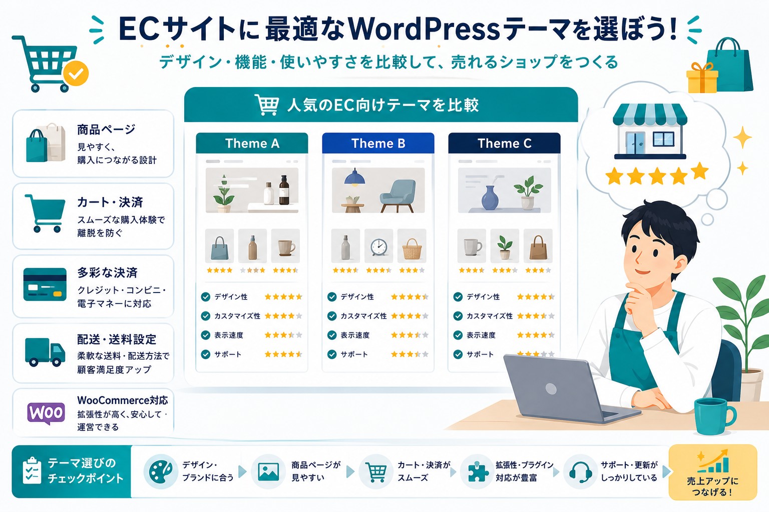 【2026】ECサイト用WordPressテーマおすすめ5選|WooCommerce対応で厳選のアイキャッチ画像