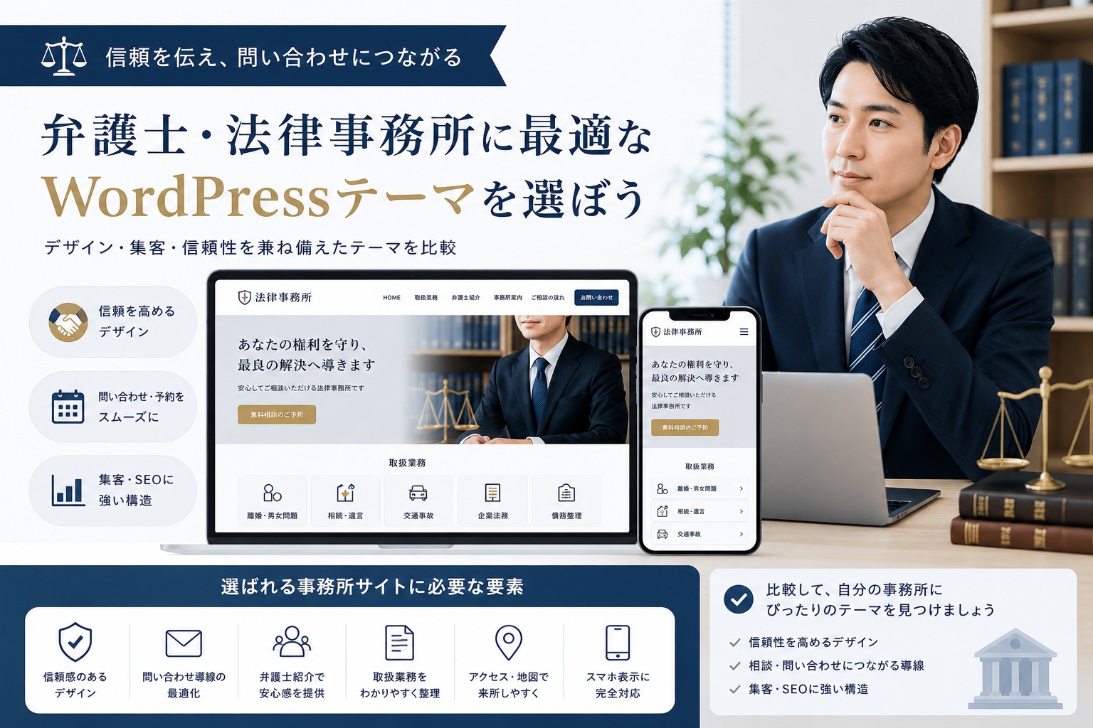 士業向けWordPressテーマおすすめ6選|弁護士・税理士・司法書士・行政書士の集客に強いテーマのアイキャッチ画像