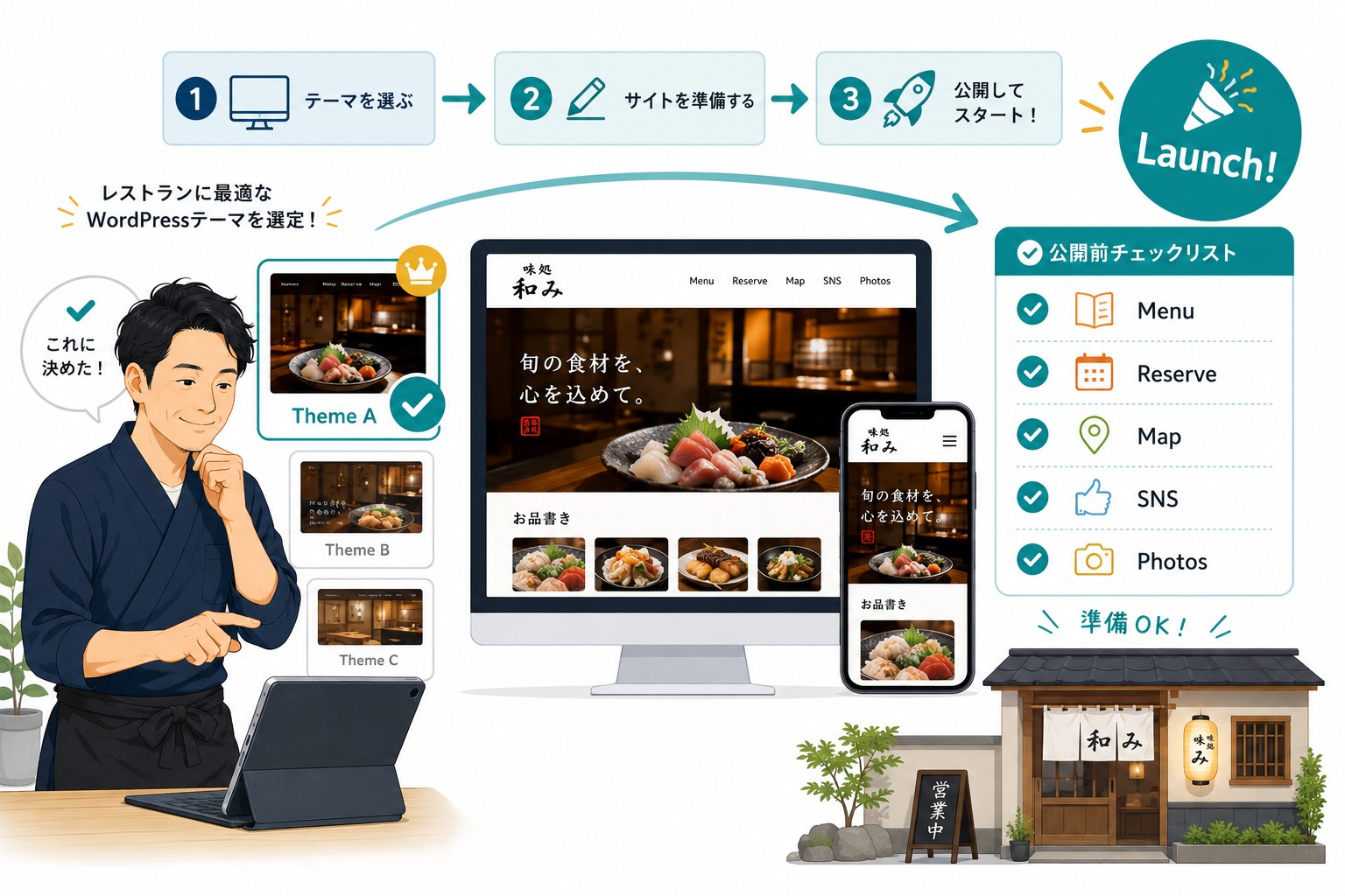 飲食店向けWordPressテーマのまとめ画像
